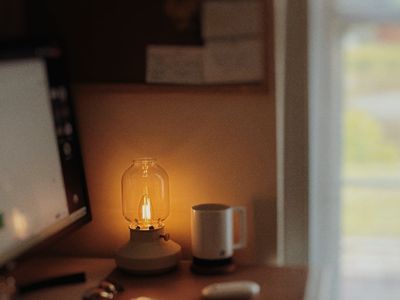 Abstract glowing desk representing office workspace comfort